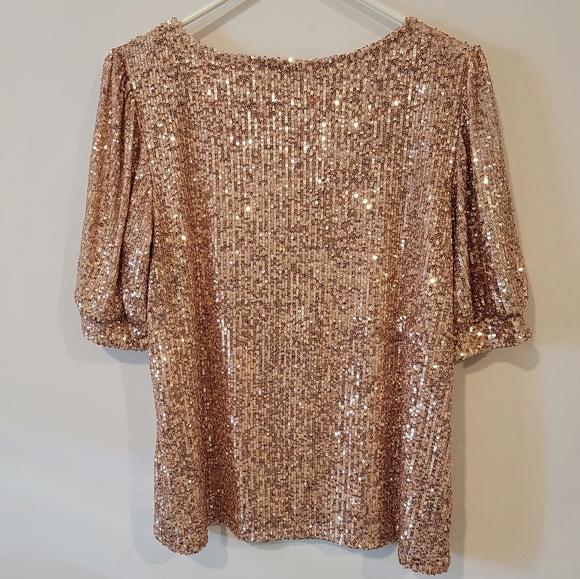 Cable & Guage Sequin Top Gold Large NWT - Picture 4 of 4